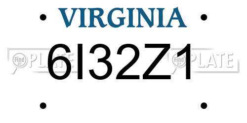 6I32Z1 Virginia License Plate