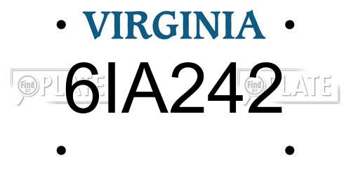 6IA242 Virginia License Plate