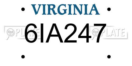 6IA247 Virginia License Plate