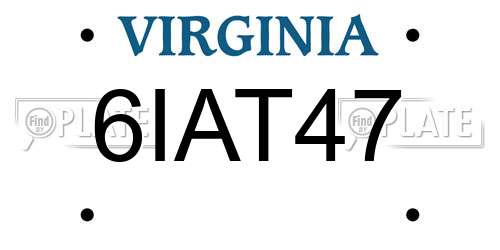 6IAT47 Virginia License Plate