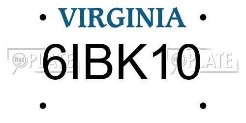 6IBK10 Virginia License Plate
