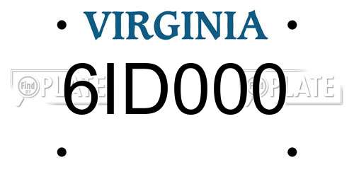 6ID000 Virginia License Plate