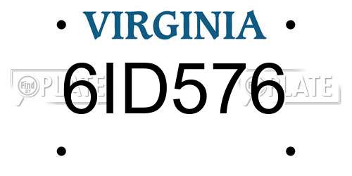 6ID576 Virginia License Plate