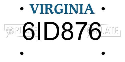 6ID876 Virginia License Plate
