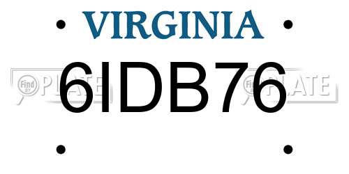 6IDB76 Virginia License Plate