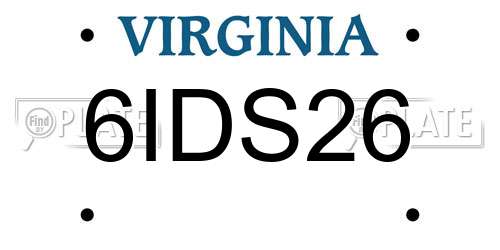 6IDS26 Virginia License Plate