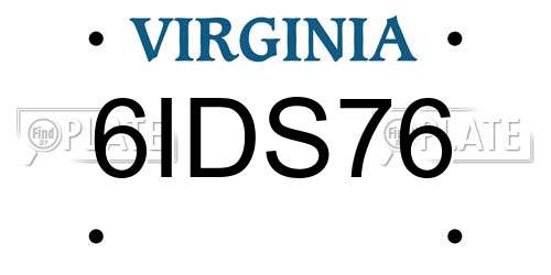 6IDS76 Virginia License Plate