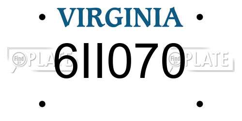 6II070 Virginia License Plate
