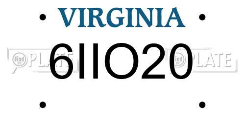 6IIO20 Virginia License Plate