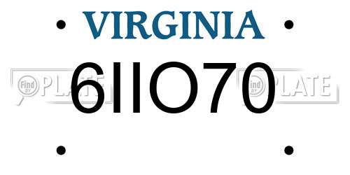 6IIO70 Virginia License Plate