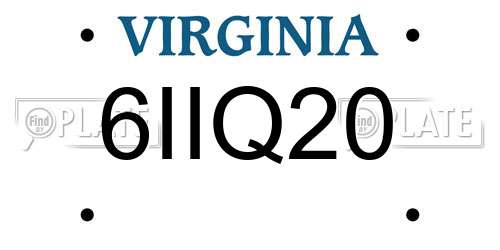 6IIQ20 Virginia License Plate