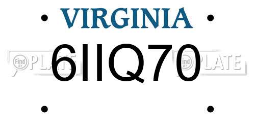 6IIQ70 Virginia License Plate