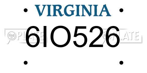 6IO526 Virginia License Plate