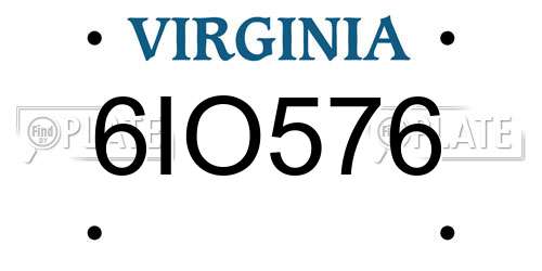 6IO576 Virginia License Plate