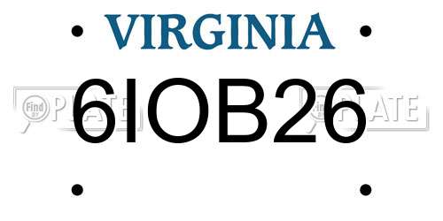 6IOB26 Virginia License Plate