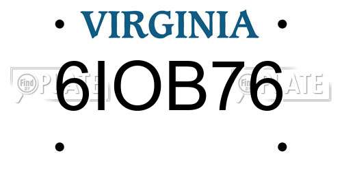 6IOB76 Virginia License Plate