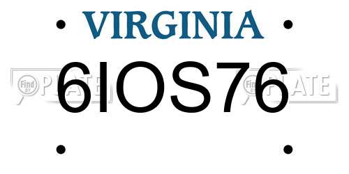 6IOS76 Virginia License Plate