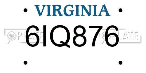 6IQ876 Virginia License Plate