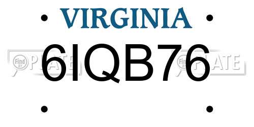 6IQB76 Virginia License Plate