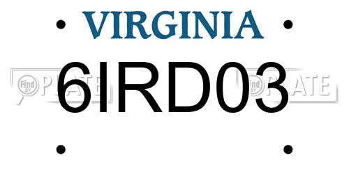 6IRD03 Virginia License Plate