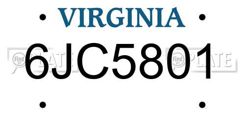 6JC5801 Virginia License Plate