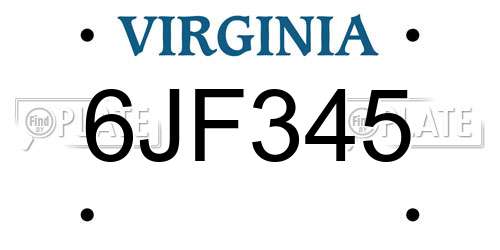 6JF345 Virginia License Plate