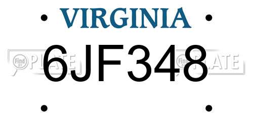 6JF348 Virginia License Plate
