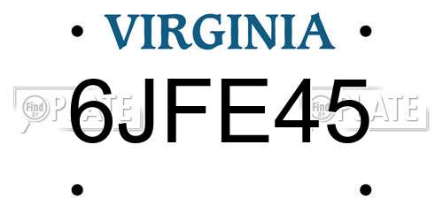 6JFE45 Virginia License Plate