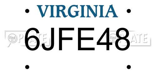 6JFE48 Virginia License Plate