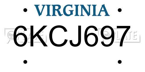 6KCJ697 Virginia License Plate