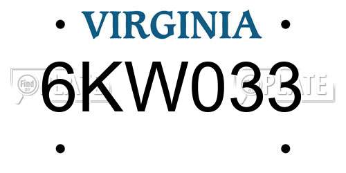6KW033 Virginia License Plate