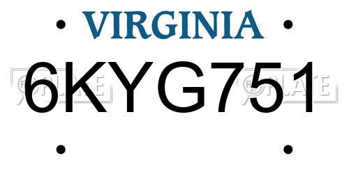 6KYG751 Virginia License Plate