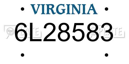 6L28583 Virginia License Plate