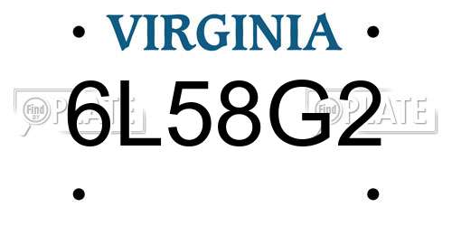 6L58G2 Virginia License Plate