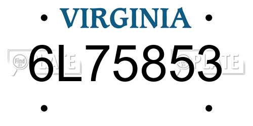 6L75853 Virginia License Plate
