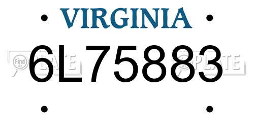 6L75883 Virginia License Plate