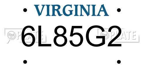6L85G2 Virginia License Plate