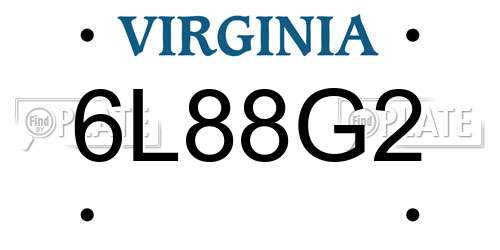 6L88G2 Virginia License Plate