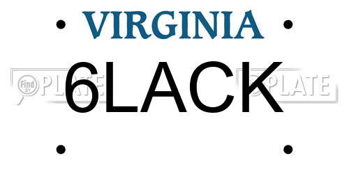 6LACK Virginia License Plate