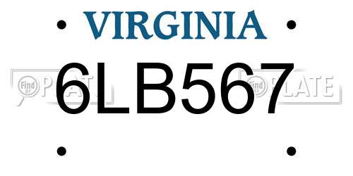 6LB567 Virginia License Plate
