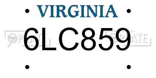 6LC859 Virginia License Plate