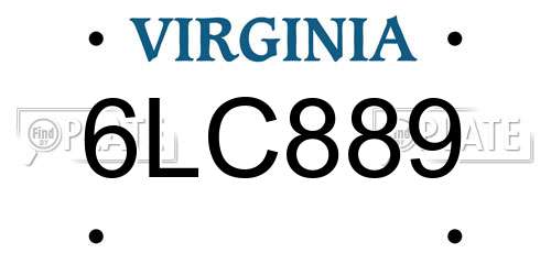 6LC889 Virginia License Plate