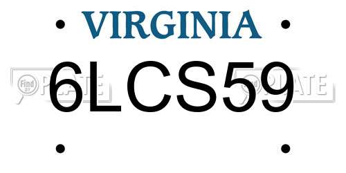 6LCS59 Virginia License Plate
