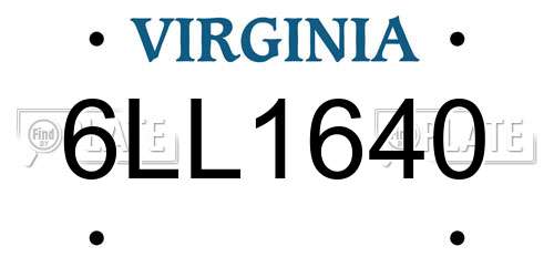 6LL1640 Virginia License Plate