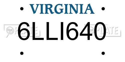 6LLI640 Virginia License Plate
