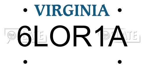 6LOR1A Virginia License Plate