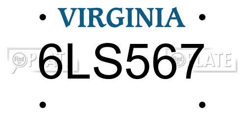 6LS567 Virginia License Plate