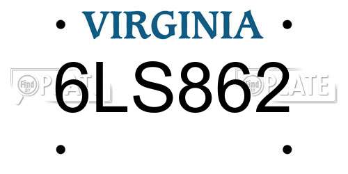 6LS862 Virginia License Plate