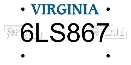 6LS867 Virginia License Plate