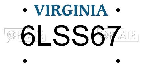 6LSS67 Virginia License Plate